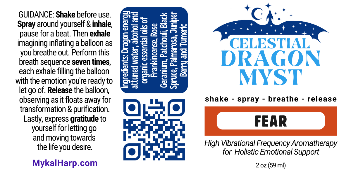 Release FEAR - Celestial Dragon Myst Aromatherapy Spray - 2 ounce - Organic