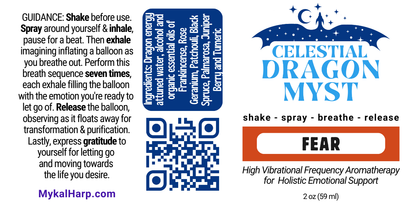 Release FEAR - Celestial Dragon Myst Aromatherapy Spray - 2 ounce - Organic